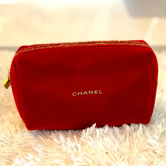 CHANEL Bags Chanel Makeup Bag Velvet Red Poshmark
